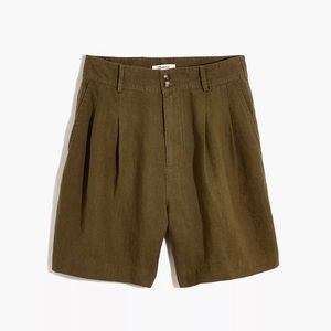 Madewell Long Linen Pleated Shorts